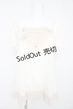 画像1: axes femme / フラワーレースTシャツ M オフシロ Y-26-02-15-025-AX-TO-IG-ZY