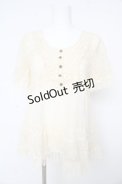 画像1: axes femme / ドットチュールレーススリーブトップス M 生成り Y-26-02-15-030-AX-TO-IG-ZY