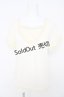 画像1: axes femme / チュールフリルＴシャツ M アイボリー Y-26-02-15-031-AX-TO-IG-ZY