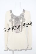 axes femme / 千鳥格子フリルカットソー M ベージュ Y-26-02-15-033-AX-TO-IG-ZY