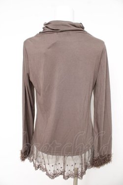 画像2: axes femme / ファーカフスハイネックカットソー M ブラウン Y-26-02-15-035-AX-TO-IG-ZY