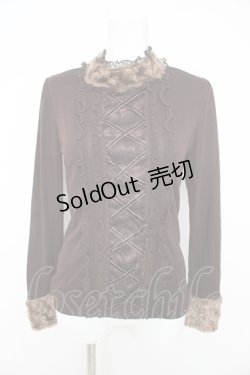 画像1: axes femme / ファー襟カットソー M ブラウン Y-26-02-15-036-AX-TO-IG-ZY