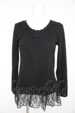 画像1: axes femme / レースフリルカットソー M クロ Y-26-02-15-037-AX-TO-IG-ZY