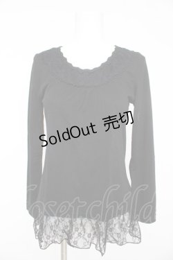 画像1: axes femme / レースフリルカットソー M クロ Y-26-02-15-037-AX-TO-IG-ZY