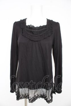 画像1: axes femme / 裾レースカットソー M クロ Y-26-02-15-038-AX-TO-IG-ZY