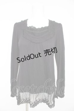 画像1: axes femme / 裾レースカットソー M クロ Y-26-02-15-038-AX-TO-IG-ZY