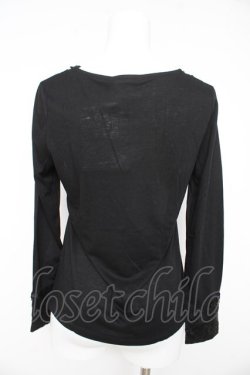 画像2: axes femme / サテンベロアリボンカットソー M クロ Y-26-02-15-040-AX-TO-IG-ZY