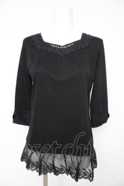 画像1: axes femme / 袖口Bigビジューインナープルオーバー M クロ Y-26-02-15-043-AX-TO-IG-ZY