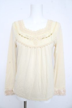 画像1: axes femme / レース&ビジュー袖口ファープルオーバー M 生成り Y-26-02-15-005-AX-TO-IG-ZY