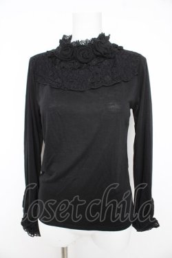 画像1: axes femme / 薔薇コサージュ付きタートル M クロ Y-26-02-15-046-AX-TO-IG-ZY