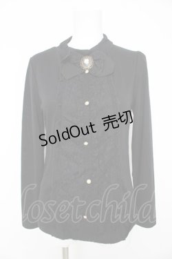 画像1: axes femme / ローズカメオ付ブラウス風プルオーバー M クロ Y-26-02-15-048-AX-TO-IG-ZY