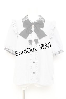 画像1: DearMyLove / ビジューハートリボンフリルブラウス 3L サックス Y-26-02-17-029-EL-BL-SZ-ZY