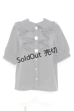 画像1: majoretty / MRラッフルビジューブラウス L 黒 Y-26-02-17-030-LO-BL-SZ-ZY