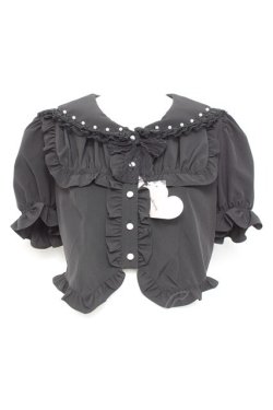 画像1: Ank Rouge / コルセットセーラーリボンブラウス M 黒 Y-26-02-17-036-CA-BL-SZ-ZY