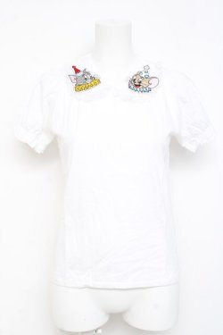 画像1: Nile Perch / TOM and JERRY ワッペンカットソー  白 Y-26-02-17-040-LO-TO-SZ-ZY