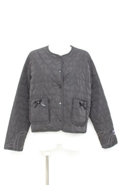 画像1: m petit by misako / クロミタフタハートキルトジャケット L 中黒 Y-26-02-17-045-LO-JA-SZ-ZY