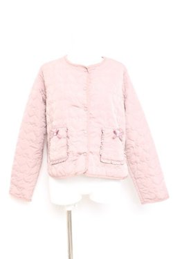 画像1: m petit by misako / マイメロタフタハートキルトジャケット L 濃桃 Y-26-02-17-046-LO-BL-SZ-ZY