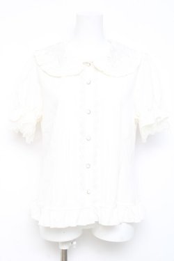 画像1: lolitimes / 刺繍フリルブラウス  白 Y-26-02-17-049-LO-BL-SZ-ZY