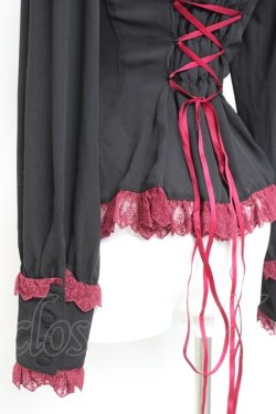 画像4: Vallee lys / Dreams Ladder Lace Long Sleeved Blouse  ブラック×ワイン Y-26-02-17-052-GO-BL-SZ-ZY