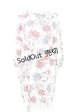 画像1: ACDC RAG / 狐面と彼岸花半袖チュニックヒュージＴシャツ  白 Y-26-02-17-058-PU-TO-SZ-ZY