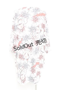 画像2: ACDC RAG / 狐面と彼岸花半袖チュニックヒュージＴシャツ  白 Y-26-02-17-058-PU-TO-SZ-ZY