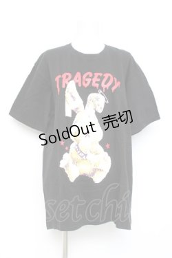 画像1: LISTEN FLAVOR / 包帯うさぎBIG Tシャツ  黒 Y-26-02-17-065-PU-TO-SZ-ZY