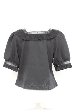 画像2: DearMyLove / 蝶々チャームチョーカーレースアップハトメブレードブラウス L 黒 Y-26-02-17-067-EL-BL-SZ-ZY