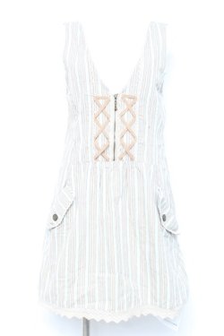 画像1: axes femme / レジメ柄ジャンスカ M ベージュ Y-26-02-17-077-AX-OP-SZ-ZY