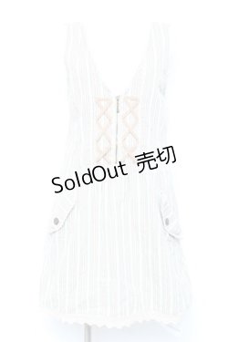 画像1: axes femme / レジメ柄ジャンスカ M ベージュ Y-26-02-17-077-AX-OP-SZ-ZY