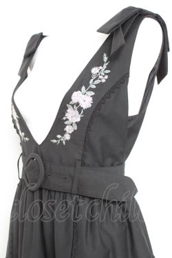 画像3: axes femme POETIQUE / 刺繍肩リボンジャンドレ M 黒. Y-26-02-17-083-AX-OP-SZ-ZY