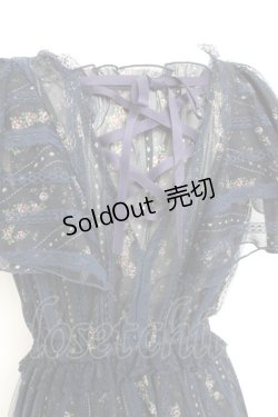 画像3: axes femme / 花ストライプ柄チュールワンピース M 紺 Y-26-02-17-089-AX-OP-SZ-ZY