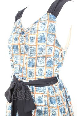 画像3: axes femme / 切手柄ワンピース M 紺 Y-26-02-17-093-AX-OP-SZ-ZY