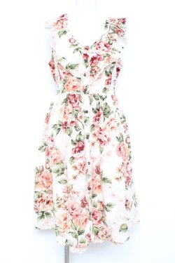 画像1: axes femme / 大花柄スリット入りワンピース M 生成り Y-26-02-17-094-AX-OP-SZ-ZY