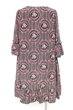 画像2: axes femme / ミュルーズ染織美術館 レトロ花柄チュニック M 黒 Y-26-02-17-099-AX-OP-SZ-ZY