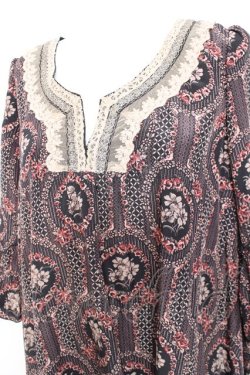 画像3: axes femme / ミュルーズ染織美術館 レトロ花柄チュニック M 黒 Y-26-02-17-099-AX-OP-SZ-ZY