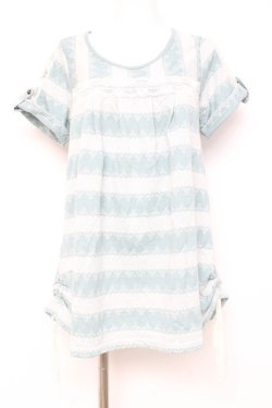 画像1: axes femme / 裏毛JQボーダーチュニック M グリーン Y-26-02-17-100-AX-OP-SZ-ZY