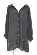 axes femme / シフォンロングシャツ  黒 Y-26-02-17-101-AX-TO-SZ-ZY