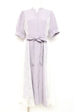 画像1: axes femme / レース切替配色シャツワンピ M ラベンダー Y-26-02-17-105-AX-OP-SZ-ZY