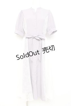 画像1: axes femme / レース切替配色シャツワンピ M ラベンダー Y-26-02-17-105-AX-OP-SZ-ZS