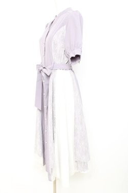 画像2: axes femme / レース切替配色シャツワンピ M ラベンダー Y-26-02-17-105-AX-OP-SZ-ZY