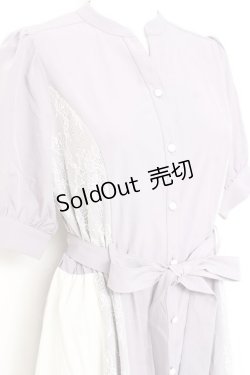 画像4: axes femme / レース切替配色シャツワンピ M ラベンダー Y-26-02-17-105-AX-OP-SZ-ZS