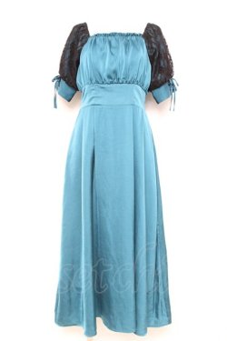 画像1: axes femme / レース袖スクエアネックワンピース F Bグリーン Y-26-02-17-108-AX-OP-SZ-ZY