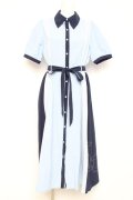 axes femme / ストライプ配色シャツワンピース F ブルー Y-26-02-17-109-AX-OP-SZ-ZY