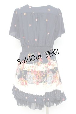 画像2: axes femme / レース×バラPTチュニック M 紺 Y-26-02-17-110-AX-OP-SZ-ZY