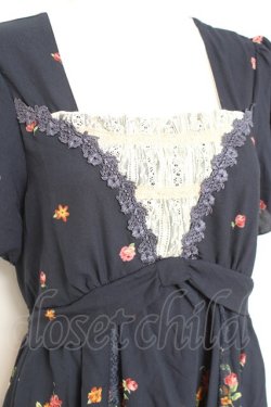 画像3: axes femme / レース×バラPTチュニック M 紺 Y-26-02-17-110-AX-OP-SZ-ZY