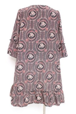 画像2: axes femme / ミュルーズ染織美術館 レトロ花柄チュニック M 黒 Y-26-02-17-111-AX-OP-SZ-ZY