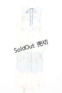 画像1: axes femme / フラワーパネルプリントレースワンピース F 紺 Y-26-02-17-114-AX-OP-SZ-ZY