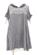 axes femme / 刺繍使いフード付チュニック M チャコール Y-26-02-17-117-AX-OP-SZ-ZY