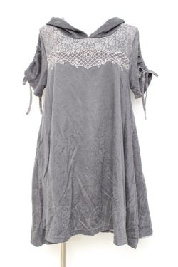画像1: axes femme / 刺繍使いフード付チュニック M チャコール Y-26-02-17-117-AX-OP-SZ-ZY