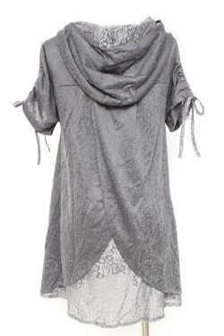 画像3: axes femme / 刺繍使いフード付チュニック M チャコール Y-26-02-17-117-AX-OP-SZ-ZY